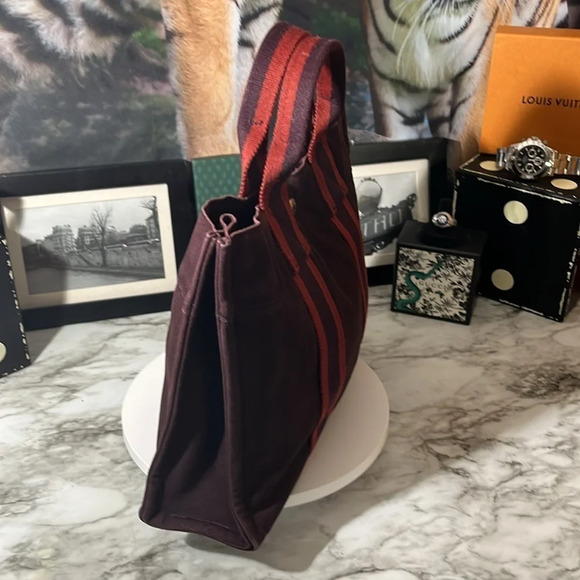 HERMES PM CANVAS TOTE BAG HAND STITCHED IN FRANCE - Picture 4 of 16